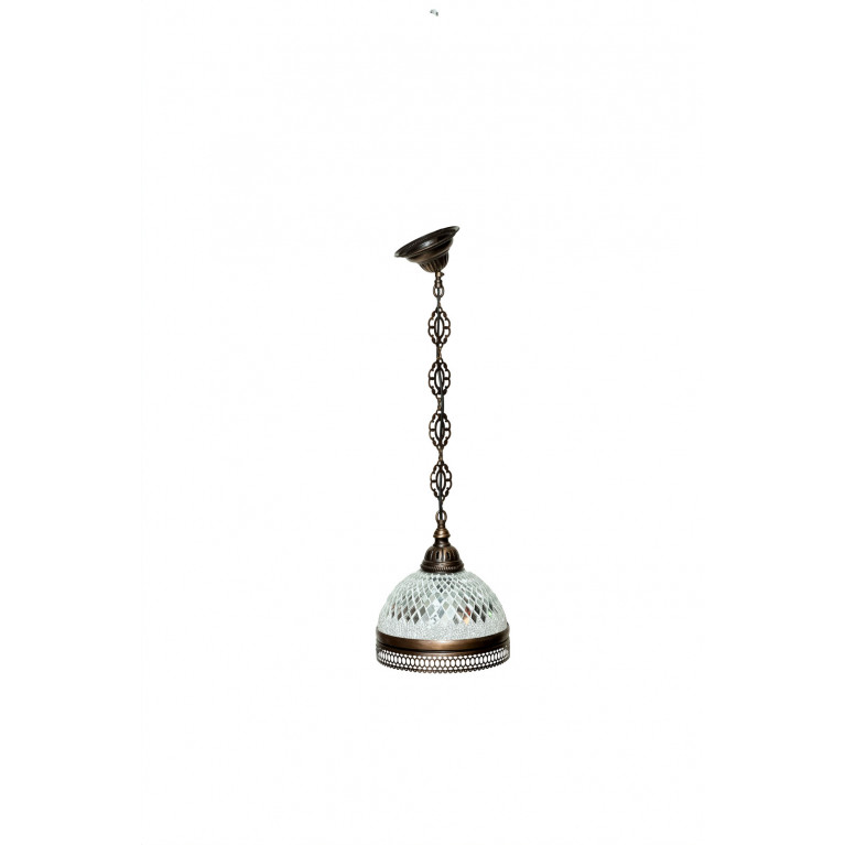 Hanging white lamp, 70 cm, mosaic glass, diameter 22 cm